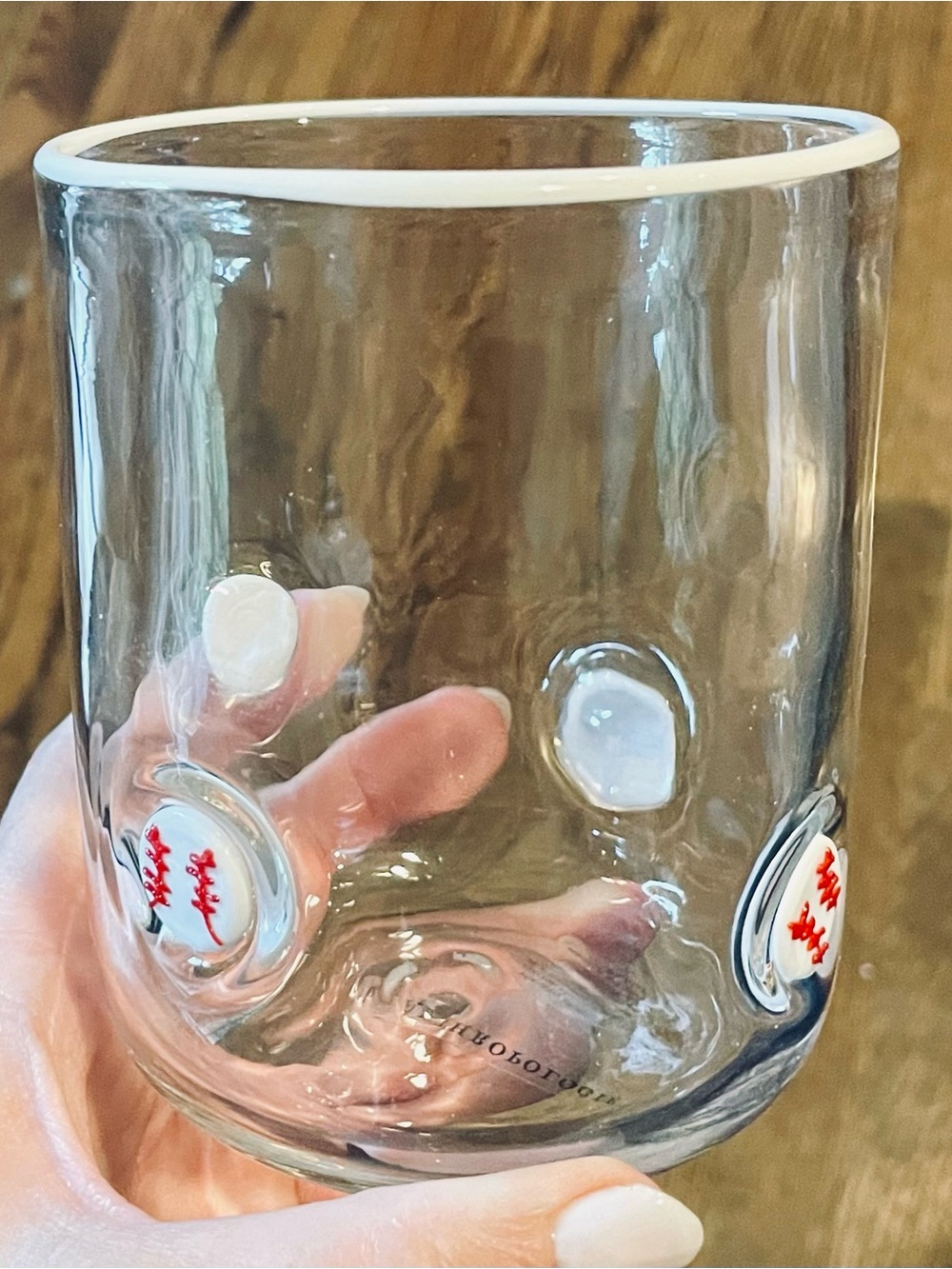 new Anthropologie Clear White Baseball Icon Juice Glass Sports Edition